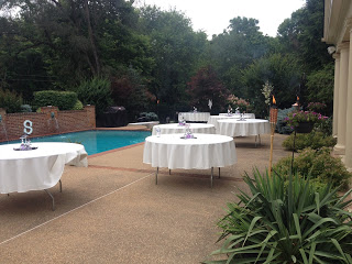 wedding reception around back yard pool