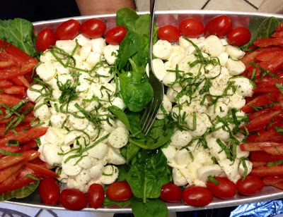 Tomato Basil Fresh Mozzerella Salad with Teatme Delicacies Catering
