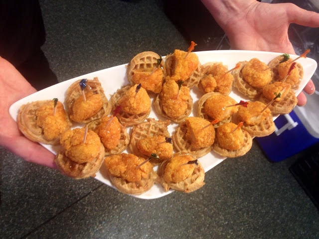 wedding reception appetizer chicken and waffles