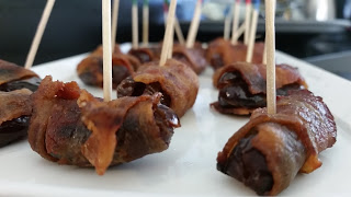 bacon wrapped dates at wedding reception