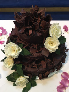 Wedding Cake with Chocolate and Chocolate Curls