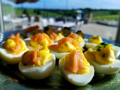 smoked salmon and deviled eggs appetizer